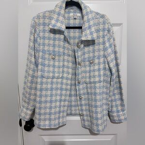 C by One Blue and White Tweed Shacket or Blazer Size XL